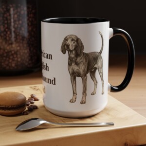15oz American English Coonhound Dog Dad Mug, Black, lifestyle photo