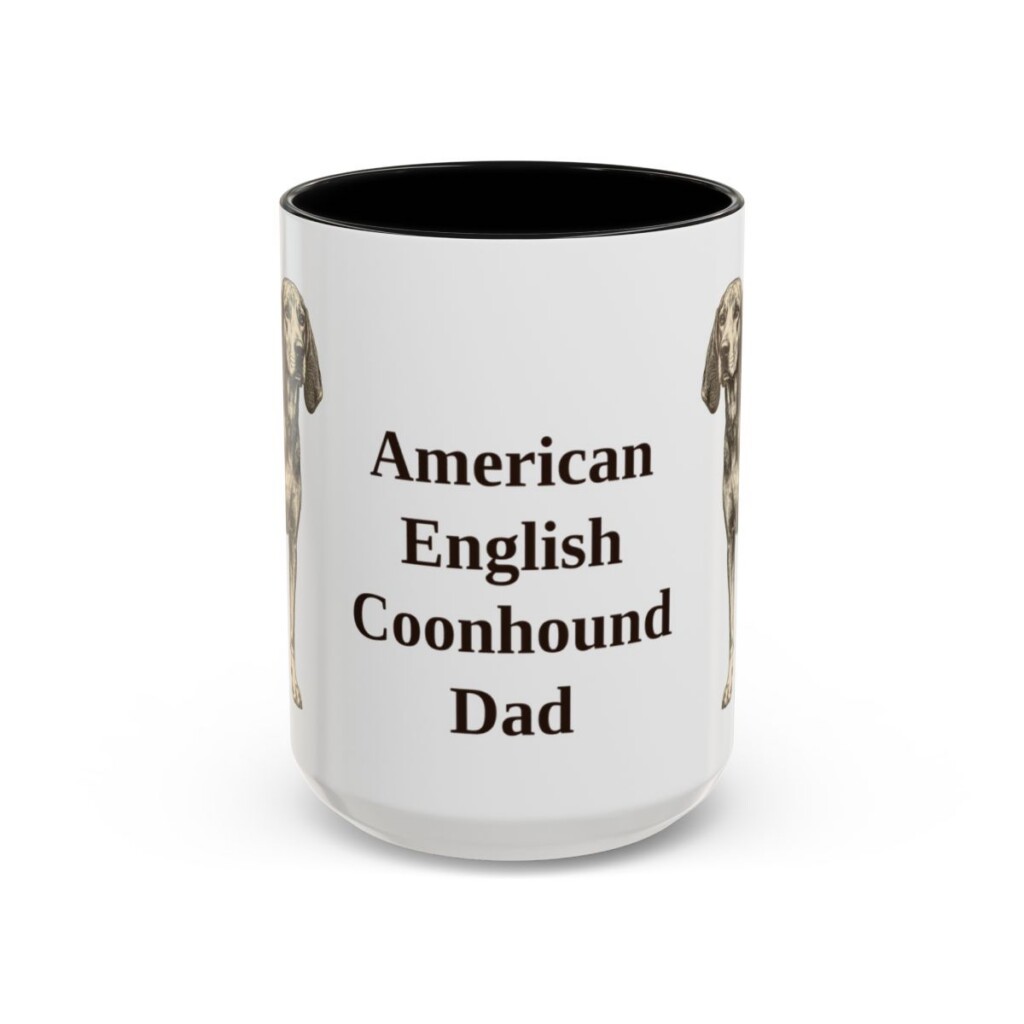 15oz-american-english-coonhound-mug-dad-black-front 15oz American English Coonhound Dog Dad Mug, Black, front view
