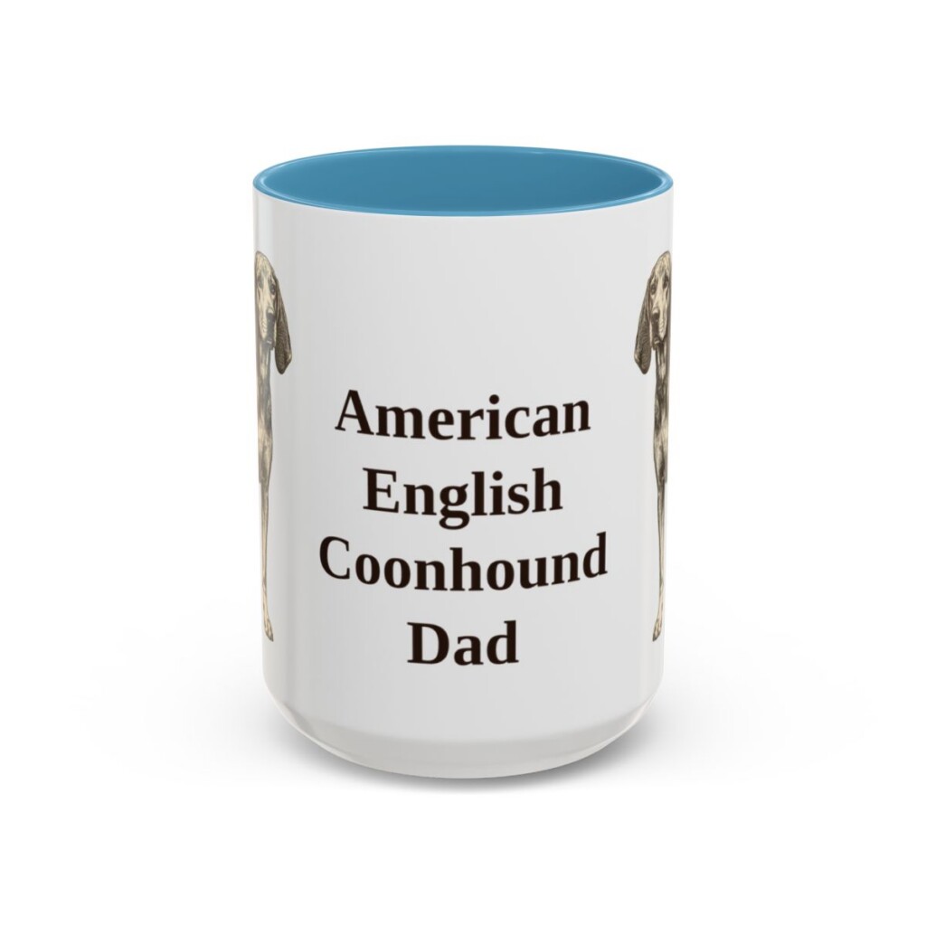 15oz-american-english-coonhound-mug-dad-light-blue 15oz American English Coonhound Dog Dad Mug, Light Blue, front view