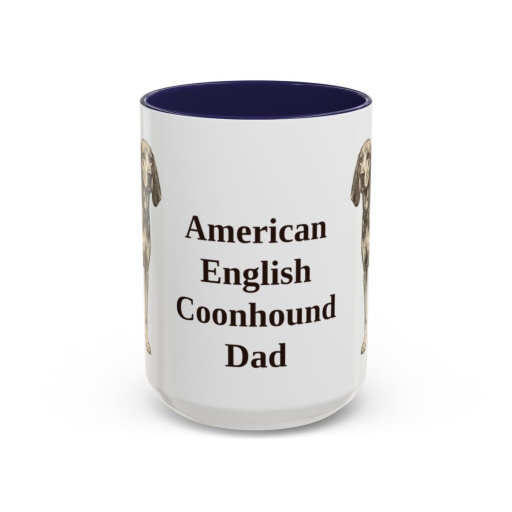 15oz-american-english-coonhound-mug-dad-navy 15oz American English Coonhound Dog Dad Mug, Navy, front view