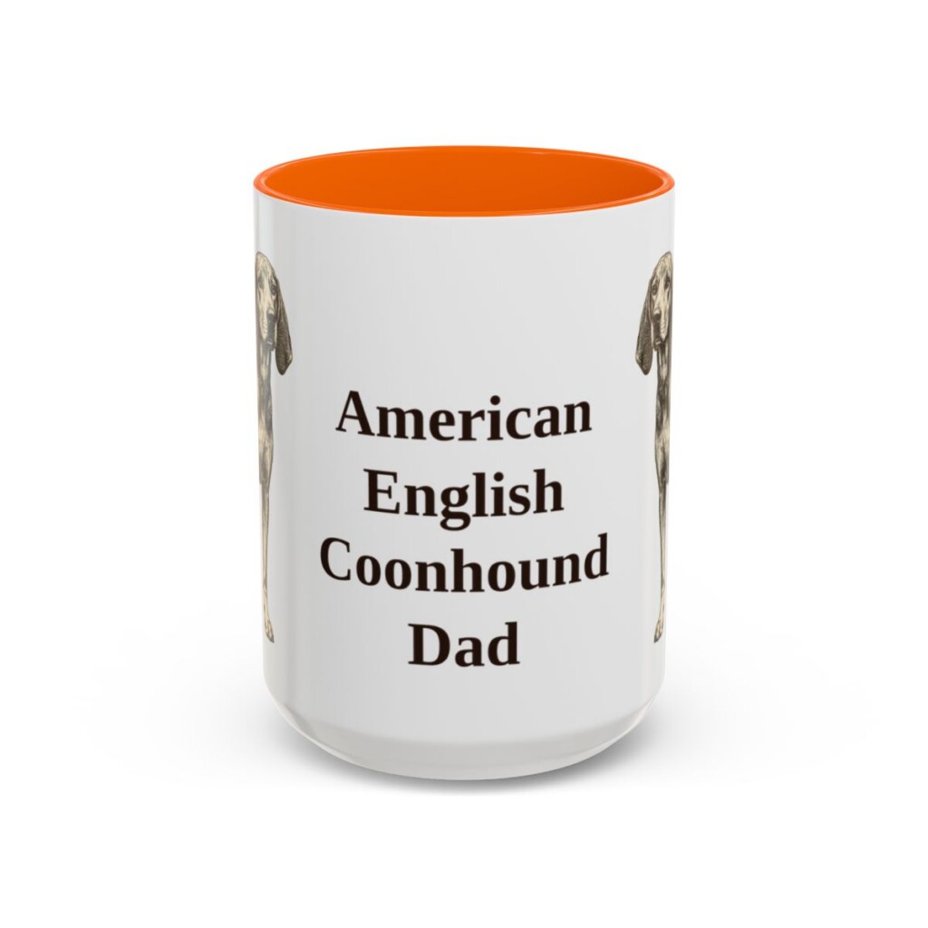 15oz-american-english-coonhound-mug-dad-orange 15oz American English Coonhound Dog Dad Mug, Orange, front view