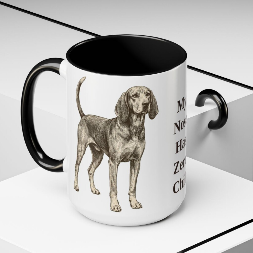 15oz Funny American English Coonhound Mug, Black, lifestyle photo