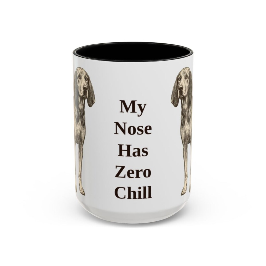 15oz Funny American English Coonhound Mug, Black, front view