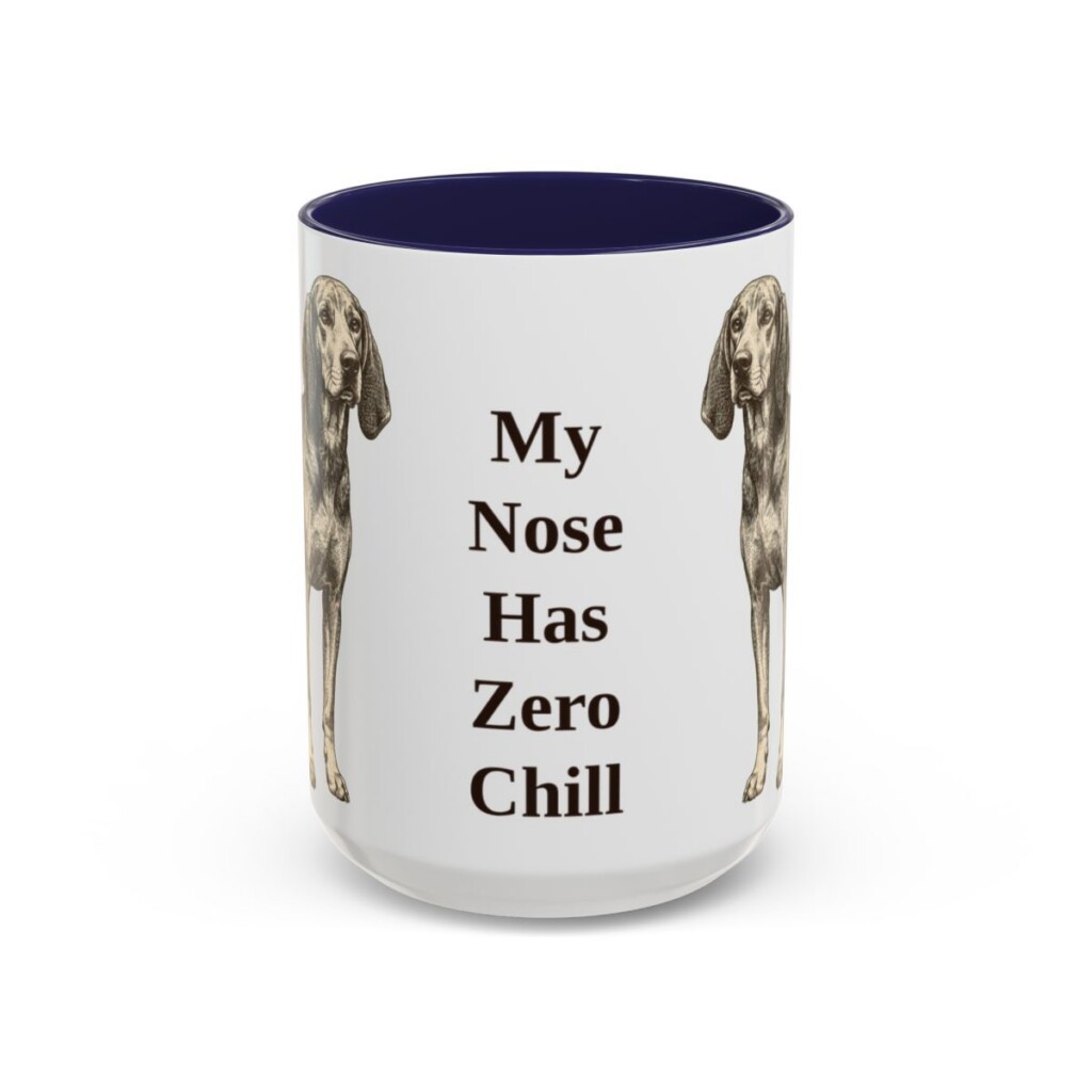 15oz Funny American English Coonhound Mug, Navy, front view