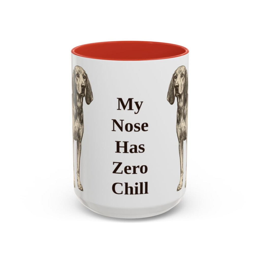 15oz Funny American English Coonhound Mug, Red, front view
