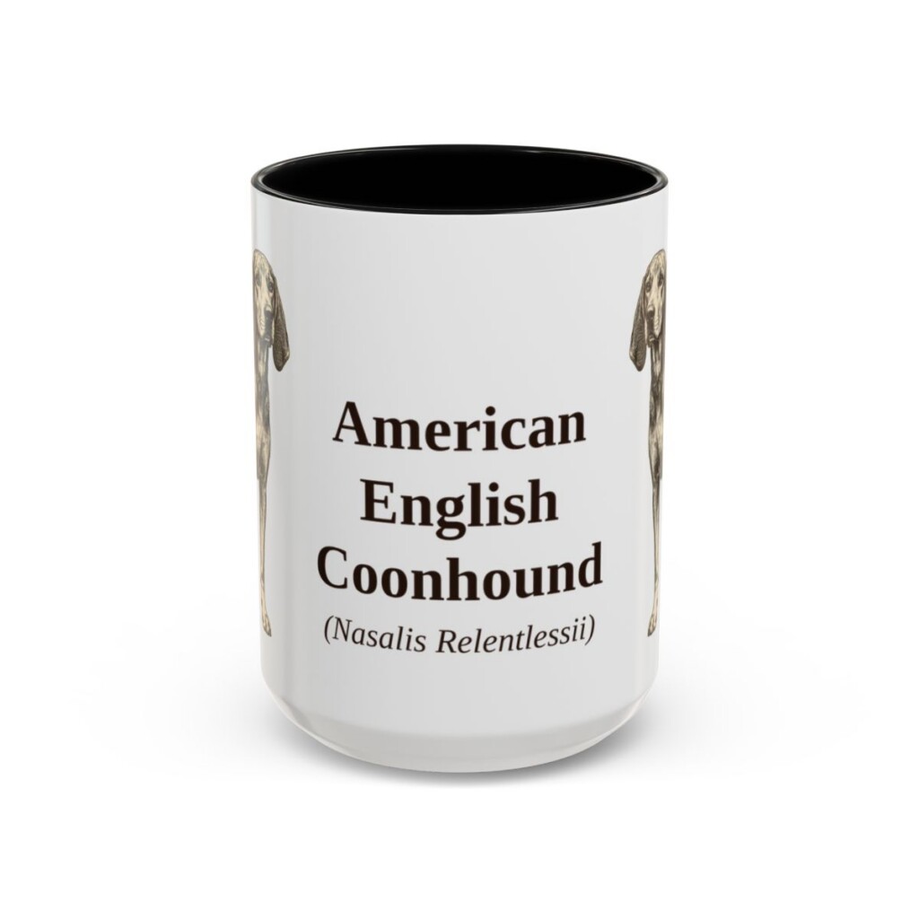15oz American English Coonhound Latin Mug, Black, front view
