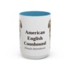 15oz American English Coonhound Latin Mug, Light Blue, front view