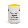 15oz American English Coonhound Latin Mug, Yellow, front view