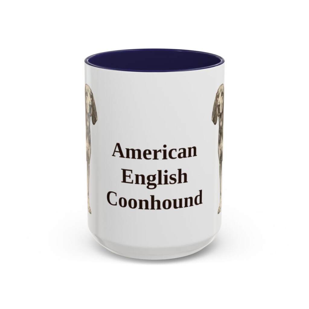 15oz American English Coonhound Mug, Navy, front view