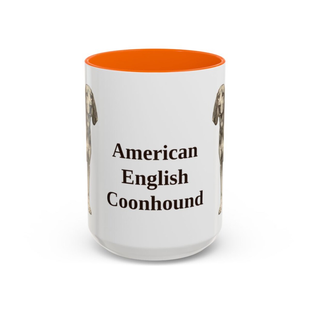 15oz American English Coonhound Mug, Orange, front view