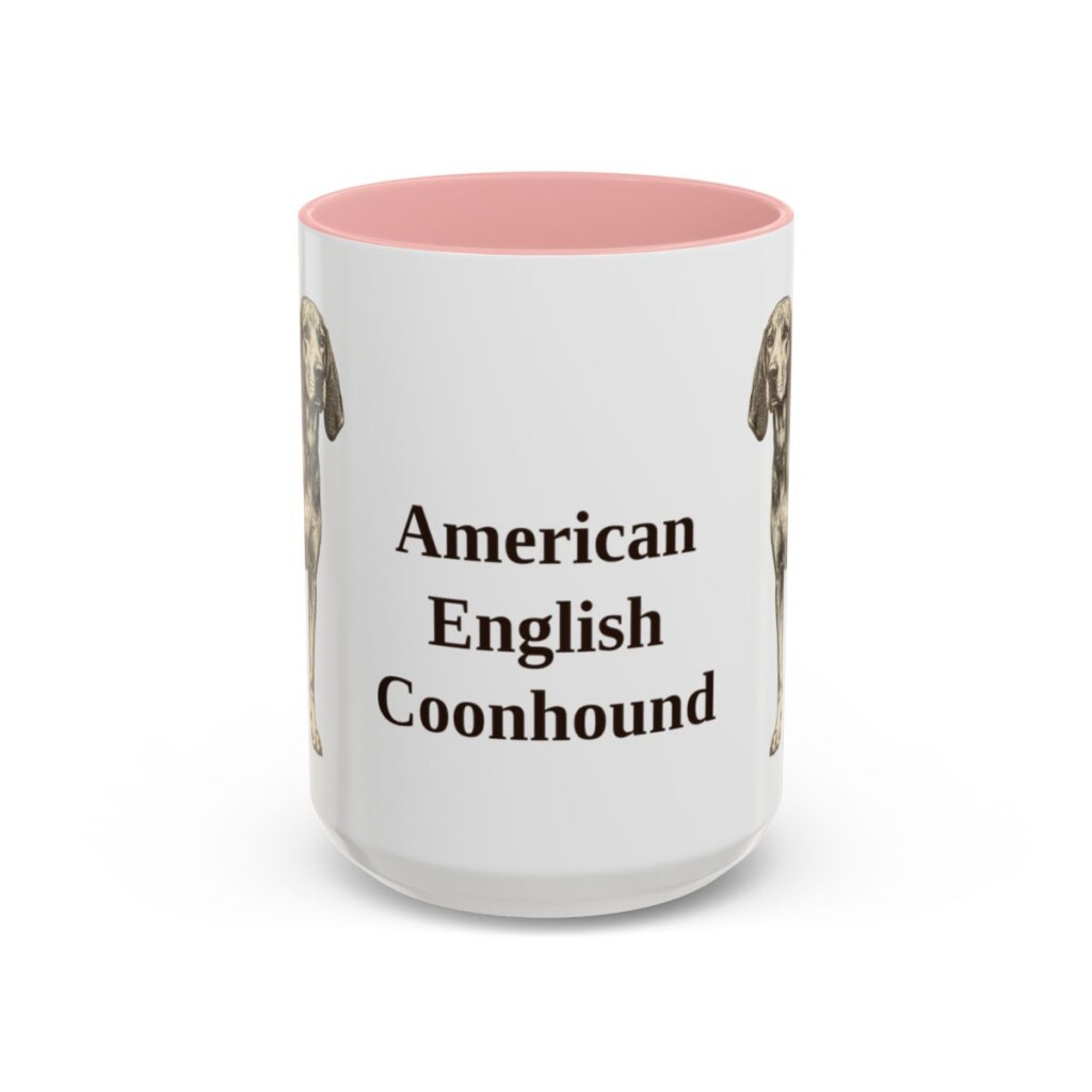 15oz American English Coonhound Mug, Pink, front view