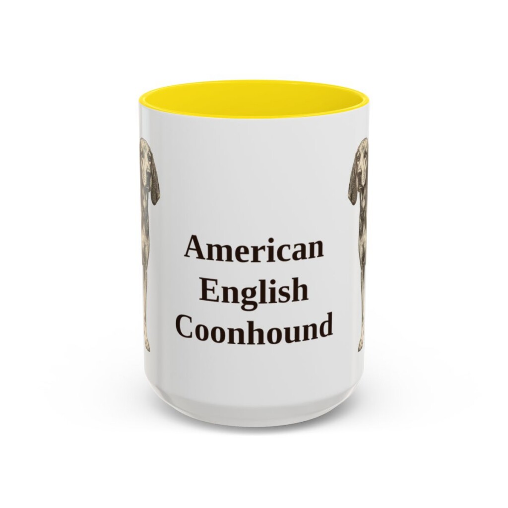 15oz American English Coonhound Mug, Yellow, front view