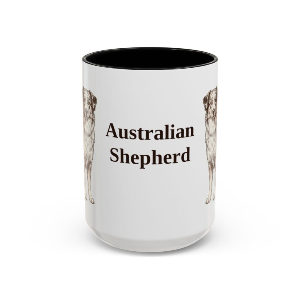 15oz Australian Shepherd Mug, Black, front view