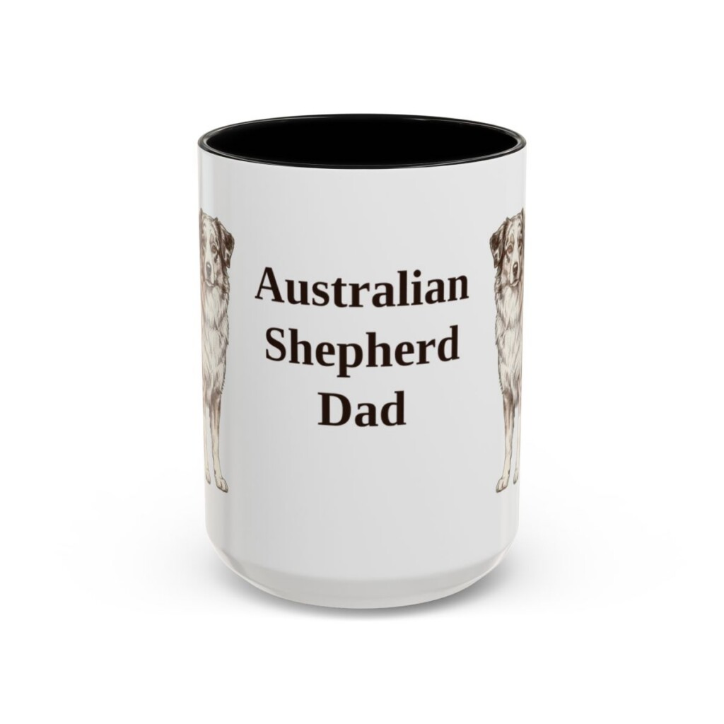 15oz Australian Shepherd Dog Dad Mug, Black, front view