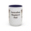 15oz Australian Shepherd Dog Dad Mug, Navy, front view