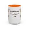 15oz Australian Shepherd Dog Dad Mug, Orange, front view