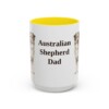 15oz Australian Shepherd Dog Dad Mug, Yellow, front view
