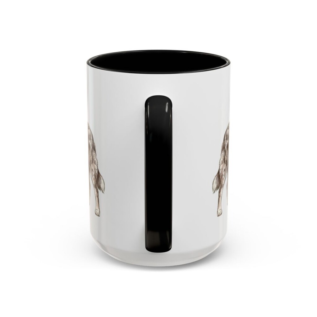 15oz Funny Australian Shepherd Mug, Black, back view