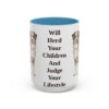 15oz Funny Australian Shepherd Mug, Light Blue, front view