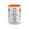 15oz Funny Australian Shepherd Mug, Orange, front view