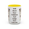 15oz Funny Australian Shepherd Mug, Yellow, front view