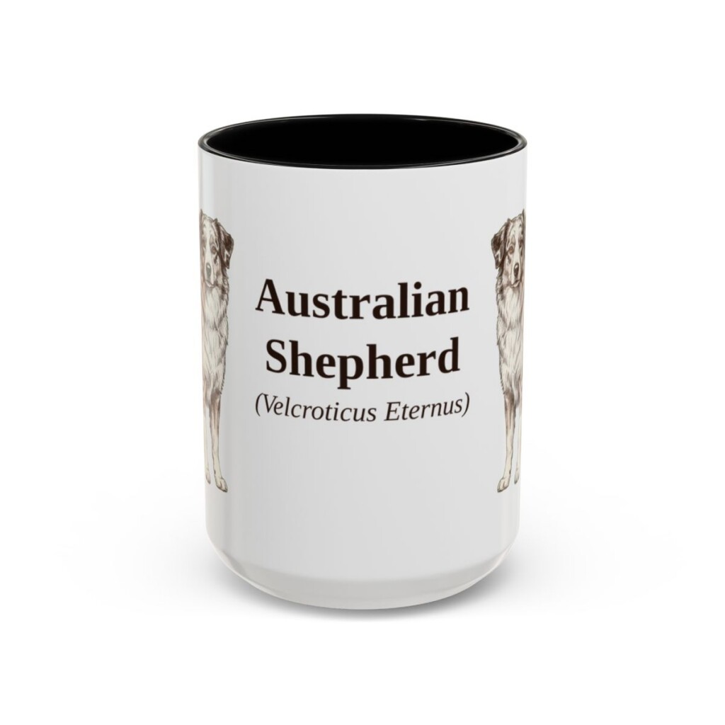 15oz-australian-shepherd-mug-latin-black-front 15oz Australian Shepherd Latin Mug, Black, front view