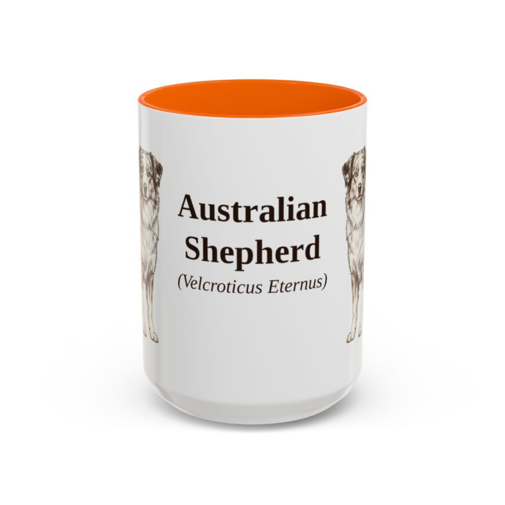 15oz-australian-shepherd-mug-latin-orange 15oz Australian Shepherd Latin Mug, Orange, front view