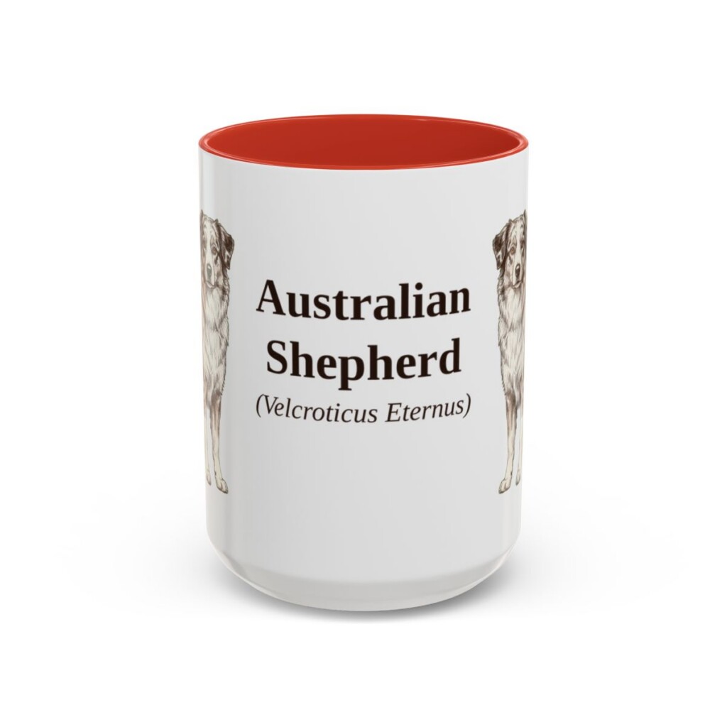 15oz-australian-shepherd-mug-latin-red 15oz Australian Shepherd Latin Mug, Red, front view