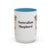 15oz Australian Shepherd Mug, Light Blue, front view