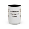 15oz Australian Shepherd Dog Mom Mug, Black, front view