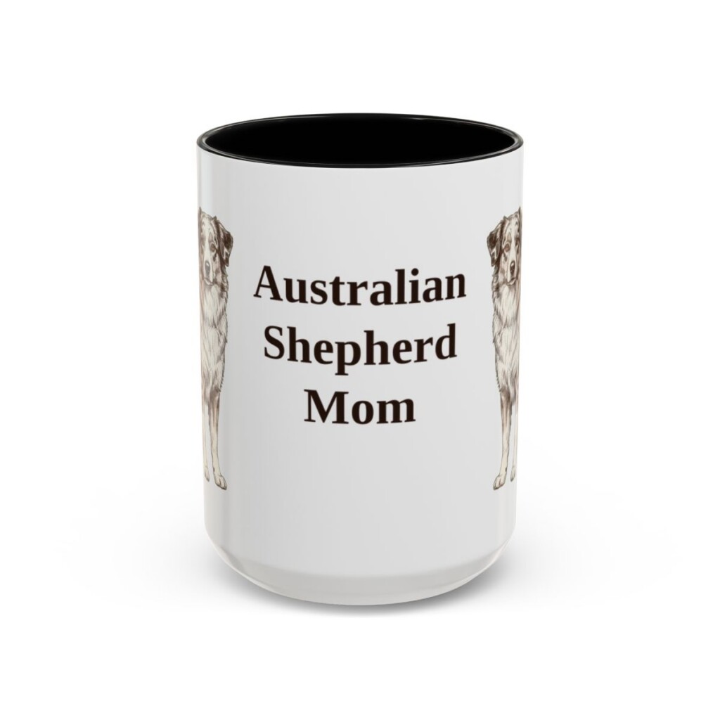 15oz Australian Shepherd Dog Mom Mug, Black, front view