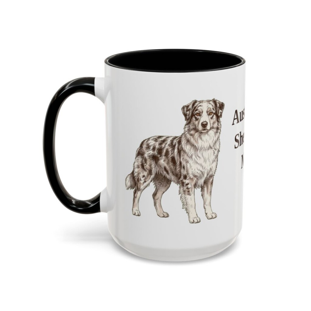 15oz Australian Shepherd Dog Mom Mug, Black, left side view