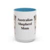 15oz Australian Shepherd Dog Mom Mug, Light Blue, front view