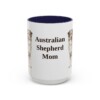 15oz Australian Shepherd Dog Mom Mug, Navy, front view