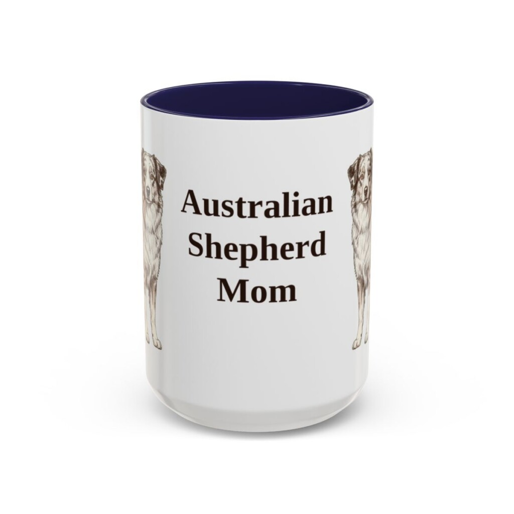 15oz Australian Shepherd Dog Mom Mug, Navy, front view