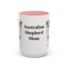 15oz Australian Shepherd Dog Mom Mug, Pink, front view