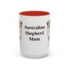 15oz Australian Shepherd Dog Mom Mug, Red, front view