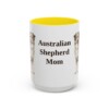 15oz Australian Shepherd Dog Mom Mug, Yellow, front view