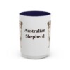 15oz Australian Shepherd Mug, Navy, front view