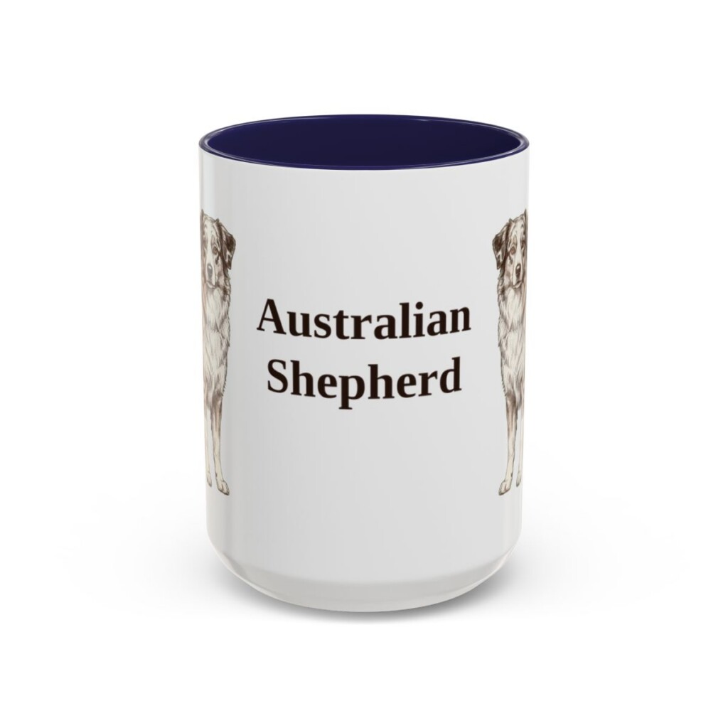 15oz Australian Shepherd Mug, Navy, front view