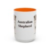 15oz Australian Shepherd Mug, Orange, front view