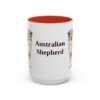 15oz Australian Shepherd Mug, Red, front view