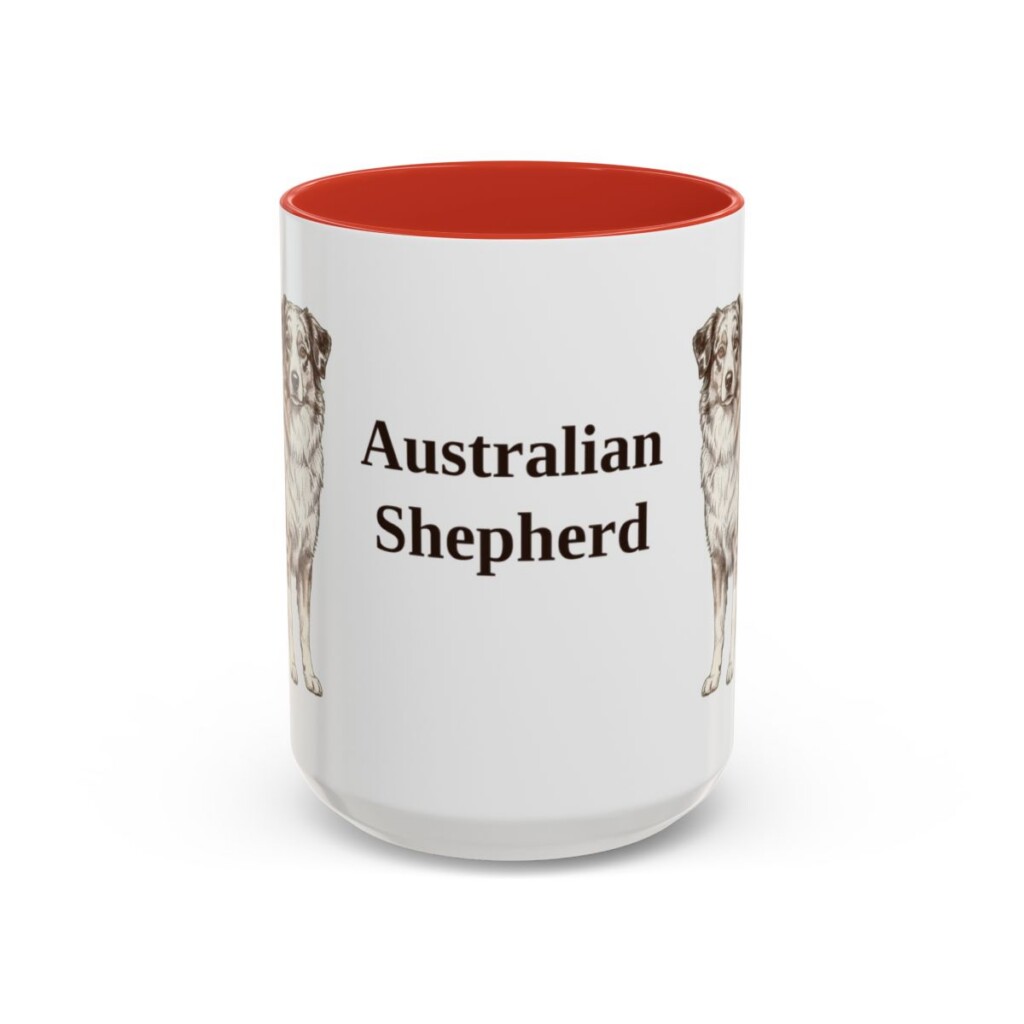 15oz Australian Shepherd Mug, Red, front view