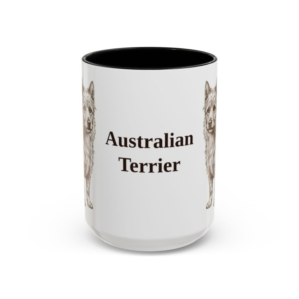 15oz Australian Terrier Mug, Black, front view