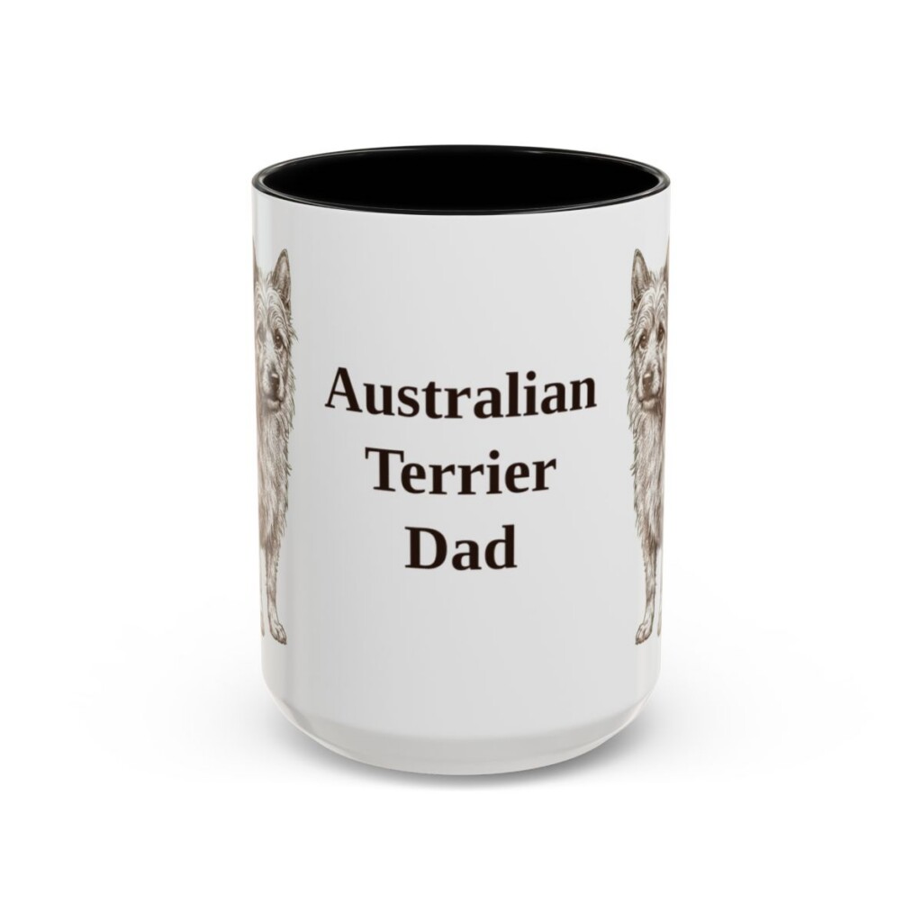 15oz Australian Terrier Dog Dad Mug, Black, front view