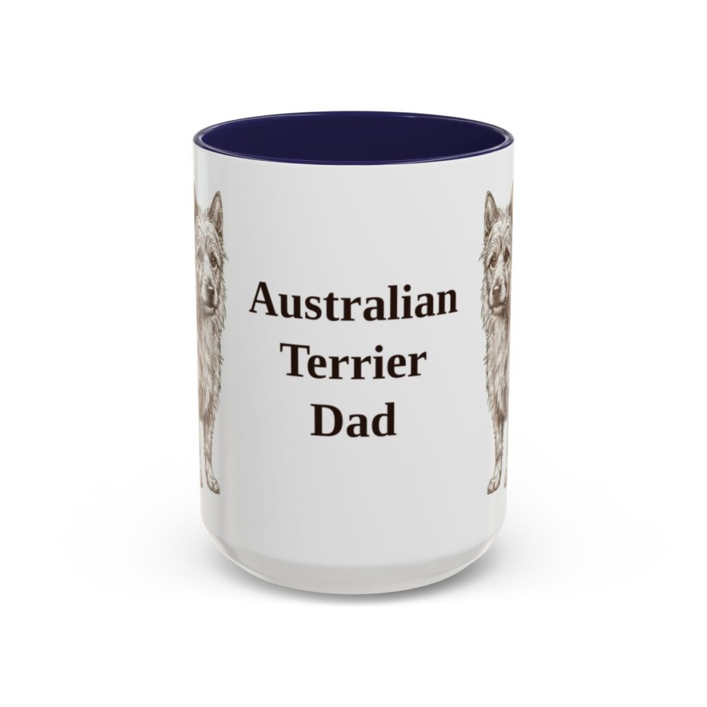 15oz Australian Terrier Dog Dad Mug, Navy, front view