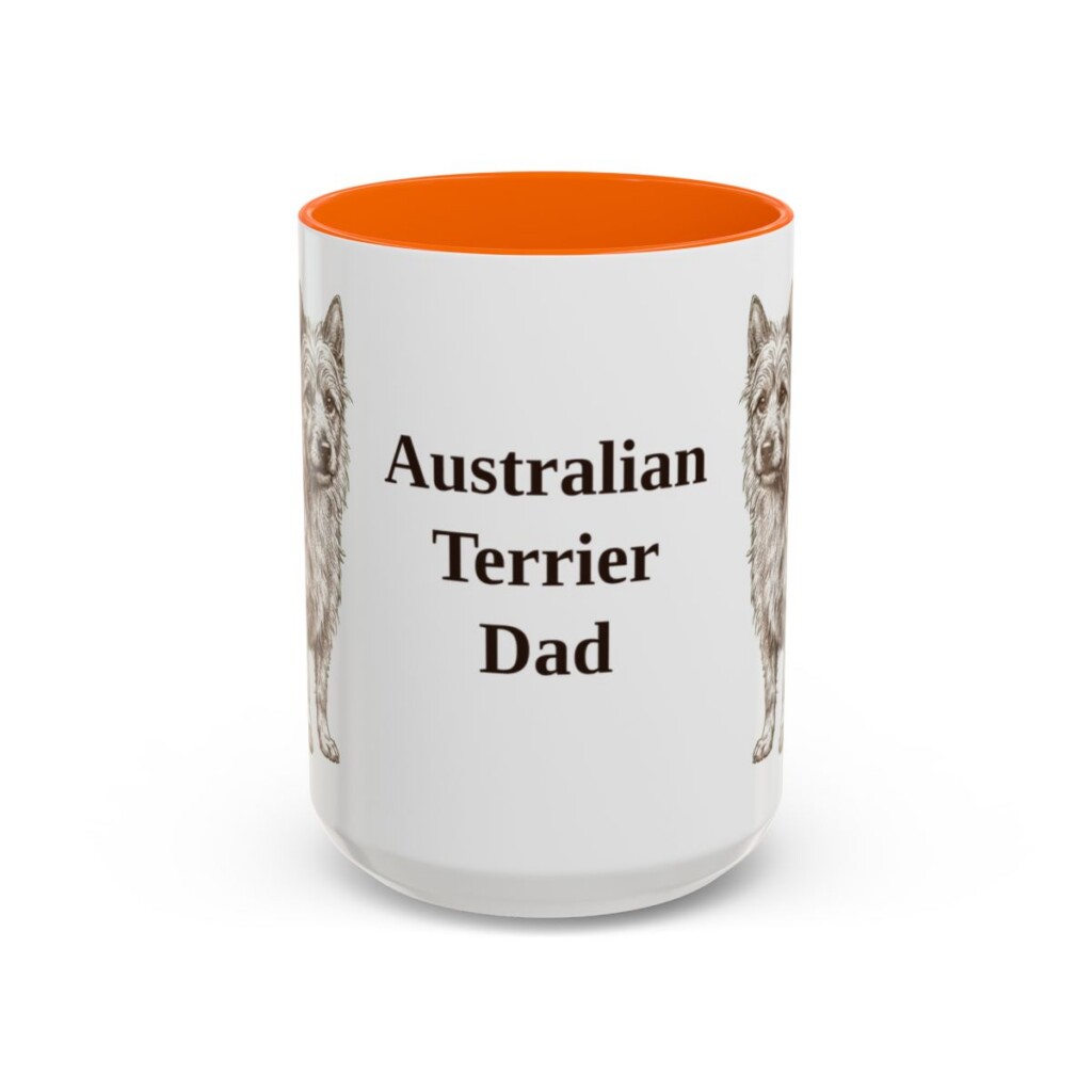 15oz Australian Terrier Dog Dad Mug, Orange, front view