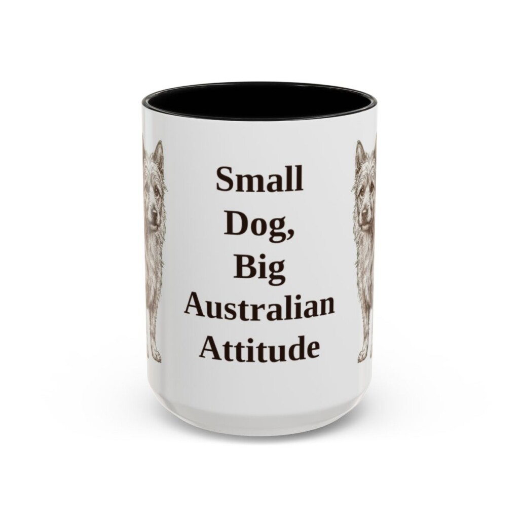 15oz Funny Australian Terrier Mug, Black, front view