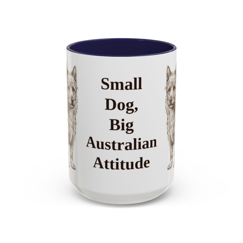 15oz Funny Australian Terrier Mug, Navy, front view
