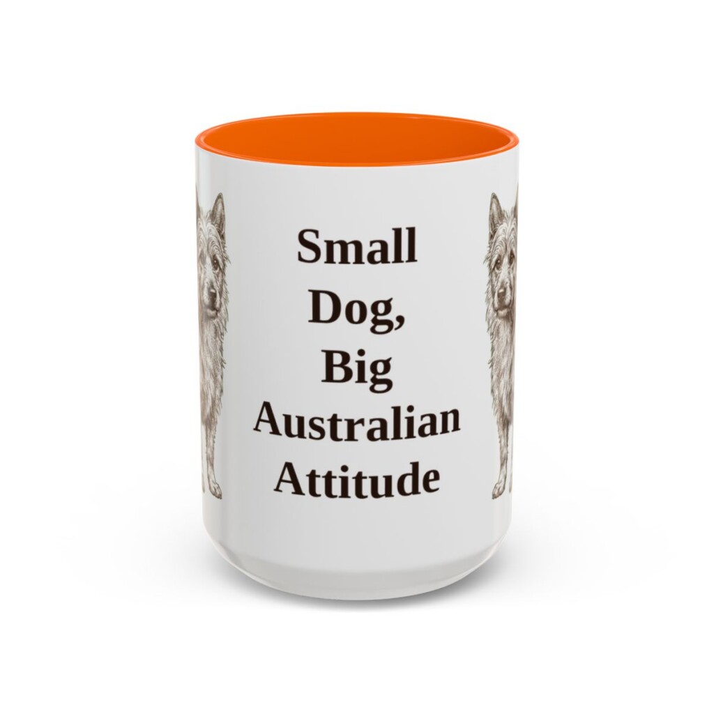 15oz Funny Australian Terrier Mug, Orange, front view